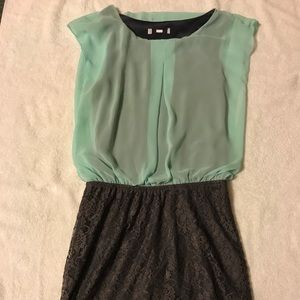 A mini dress designed like a shirt and skirt combo